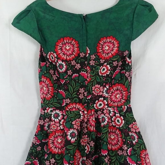 ModCloth floral cap sleeve midi lined dress Xs - Picture 8 of 9